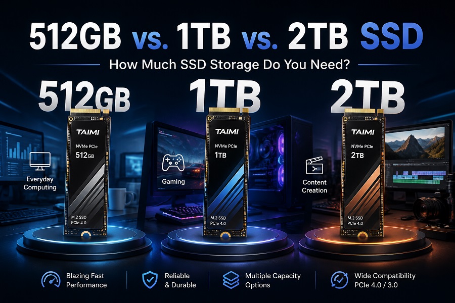 512GB vs 1TB vs 2TB SSD storage capacity comparison for everyday computing, gaming, and content creation