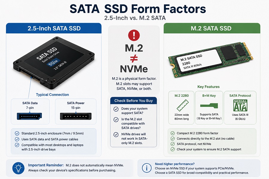 2.5-inch SATA SSD vs M.2 SATA SSD form factors