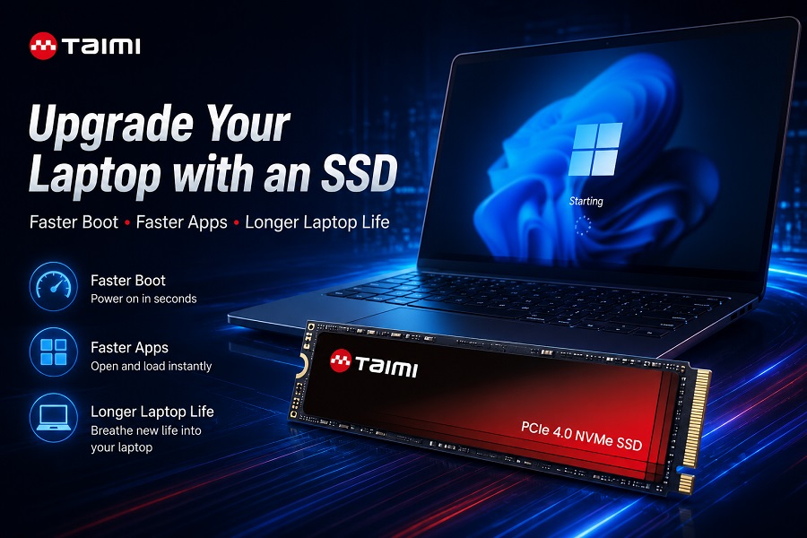 Taimi PCIe 4.0 NVMe SSD upgrade for improving laptop performance in 2026
