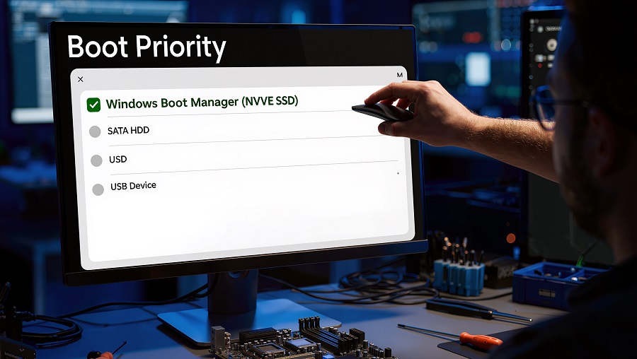 BIOS boot priority setting for cloned SSD Windows startup