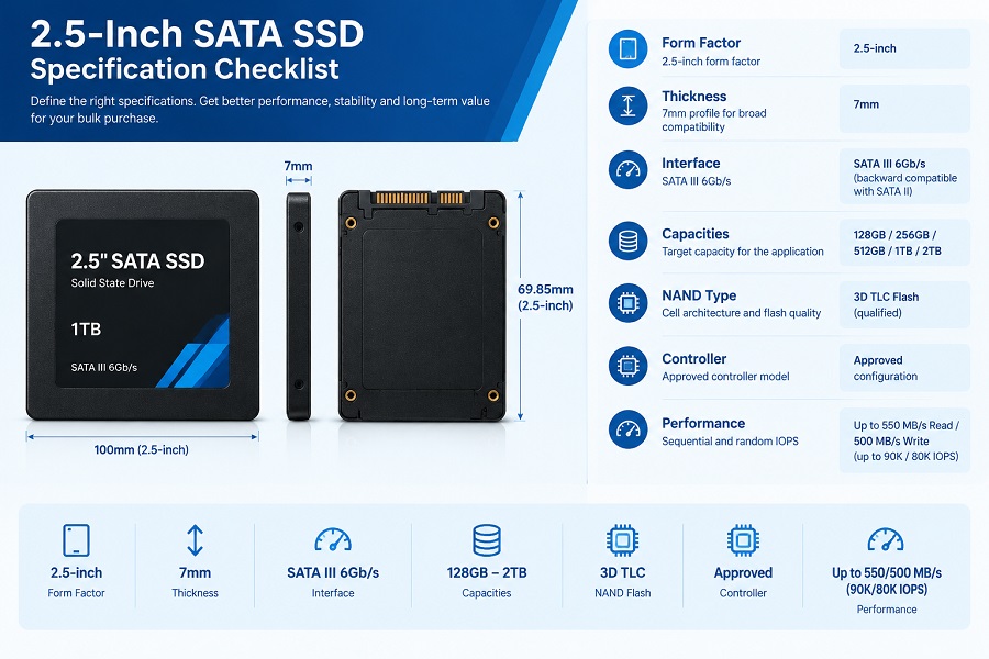 2.5-inch SATA SSD bulk procurement specification checklist