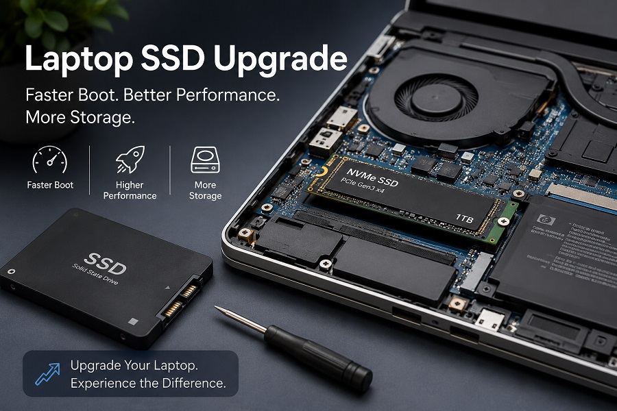 Laptop SSD upgrade with M.2 NVMe SSD installed