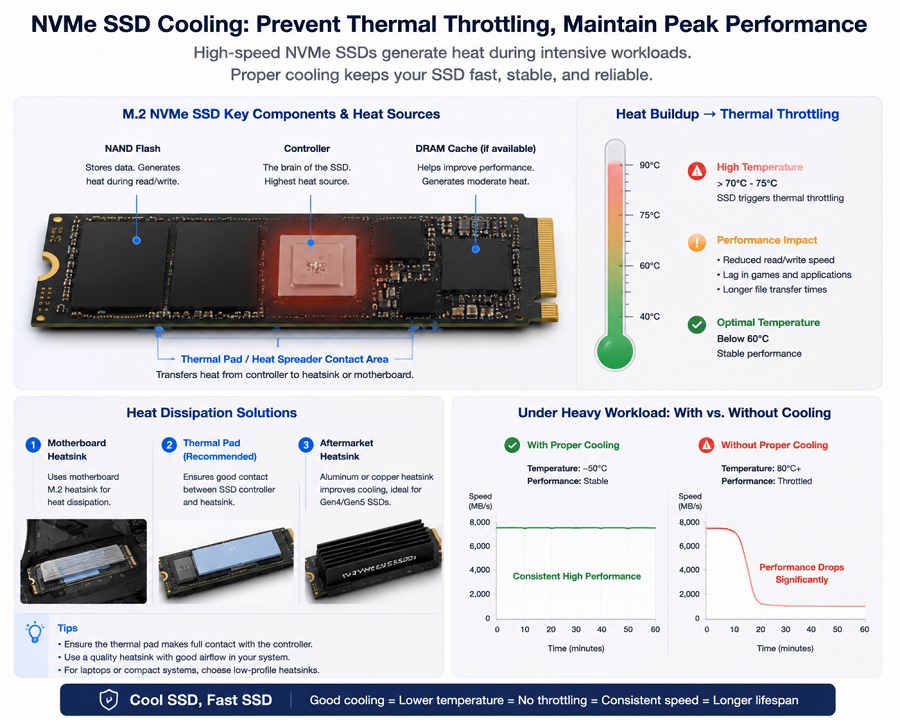 NVMe SSD heatsink and thermal throttling explanation