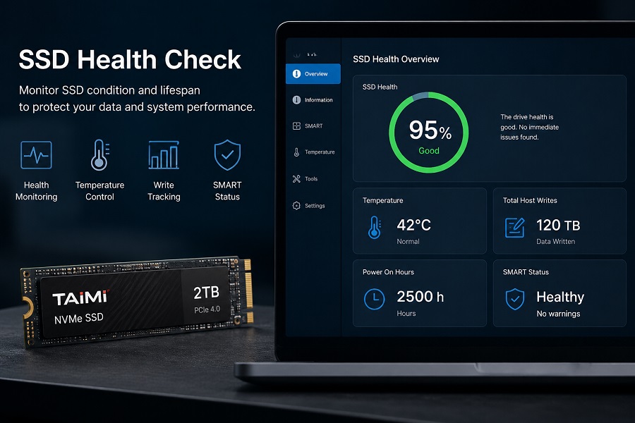 SSD health check showing drive condition and lifespan information